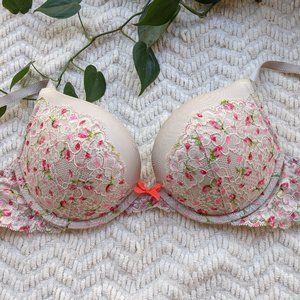 VS Dream Angels Push Up Floral Lace Bra EUC 36B
